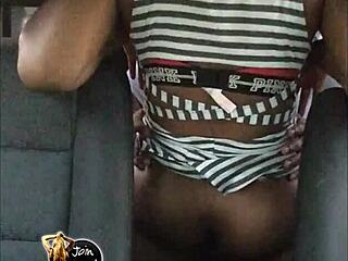 ebony amateur engages in hardcore sex tape inside car, clothes ripped off