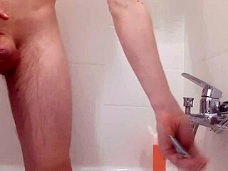 skinny guy says, fuck my shaved ass in shower