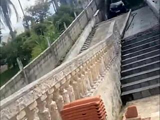 Exhibitionist Flashes Big Pussy All Day to Workers