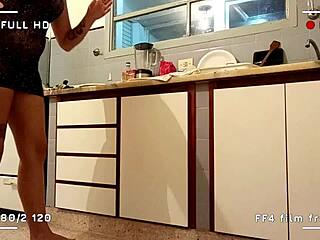 Fitness Latina In Fishnets Caught Fucking Stepdad In Kitchen Homemade