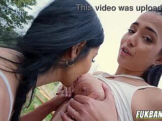 wildest hot girls banging hard in public outdoor action