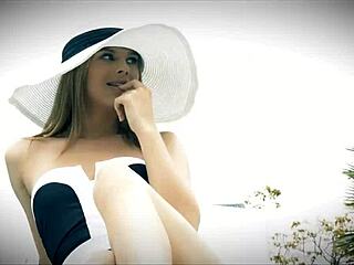 Jillian Jansen breaks sunbathing for pool anal and deepthroat with Seth's cock. Hairless asshole riding.