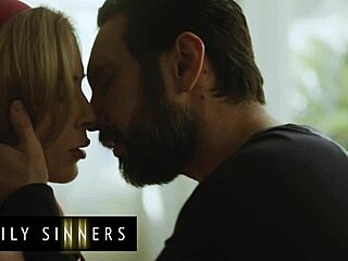 Blonde Stepsister Moans as Stepbrother Rubs and Fingers Her Shaved Pussy