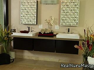 Wow, this Asian masseuse gives an amazing nuru massage with strapon and handjob!