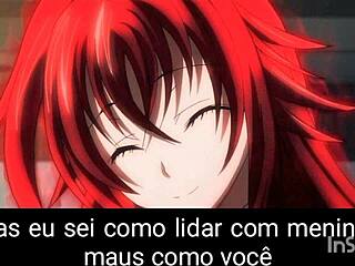 Rias gives casual jerk off instructions in this translated hentai video