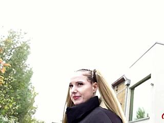German Scout - Big Dick Anal Casting for Pigtails Teen 18+ Crystal White in Berlin