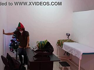 The nurse is caught in the hospital decorating the doctors office and getting super sexy and hot