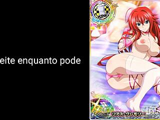 Rias gives casual jerk off instructions in this translated hentai video