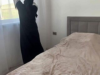 Arab Zalifah Excited Cleaning, Shows Shaved Holes Without Panties