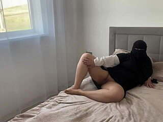 Arab Zalifah Excited Cleaning, Shows Shaved Holes Without Panties