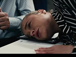 Slutty blonde gets dream interview, boss fucks her frozen!