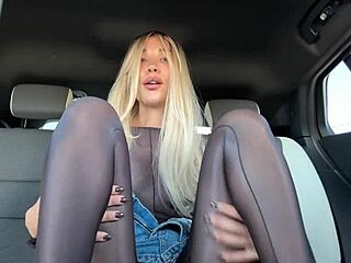 I masturbate in a bodysuit in public car and squirt