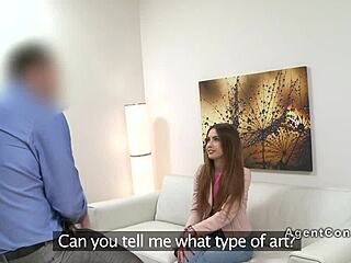 Small Tits Brunette Masturbates In Office