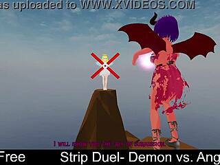 Erotic Strip Duel Between Demon And Angel Lesbians
