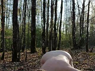 Outdoor exhibitionist milf slave licks and orgasms in homemade session