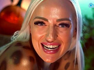 Want wild body paint sex? Sloppy blowjobs and scissoring in this 3some!