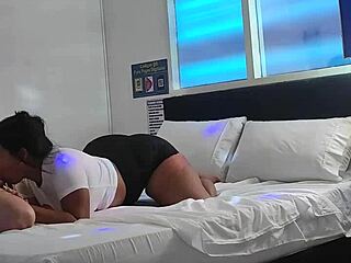 Why is she bent over for her step-nephew's deepthroat?