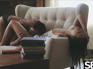 Cute Asian Babe Enjoys Steamy Lesbian Sex With Her Stunning Girlfriend.