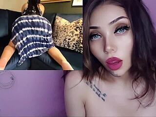 sexy mommy masturbates to orgasm with big tits bouncing.