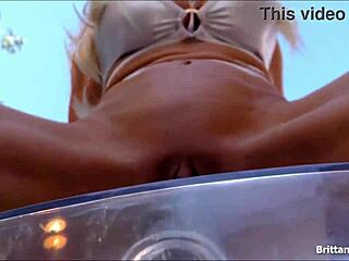 Kinky Blonde Brittany Andrews Stuffs Dildo into Pussy with Jerk Off Instructions