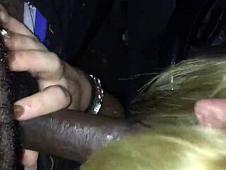 car head with a white girl sucking big black cock