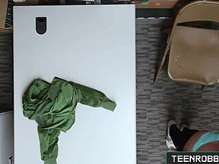 Hey, wanna see this mall guard punish a curvy teen shoplifter?