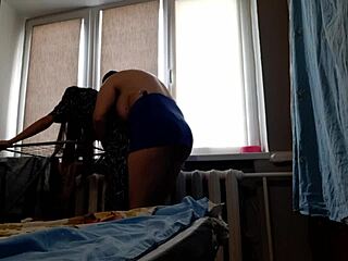 while girlfriend hangs laundry, i fuck her pussy hard