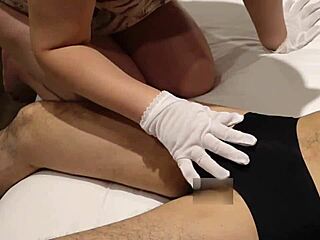 The BBW is made to wear women's panties and massages while slapping.