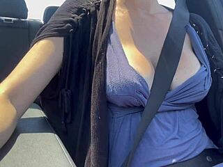 artemisia love, that italian milf, flashes her huge tits while cruising around town