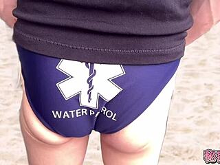 Masturbating in borrowed lifesaver uniform at secret school