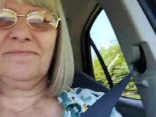 selfie with tits exposed in the car housewife naughty