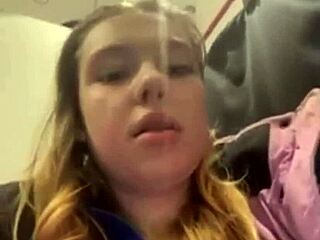 a teen 18+ masturbates in a taxi and then in the mall, reaching orgasm publicly.