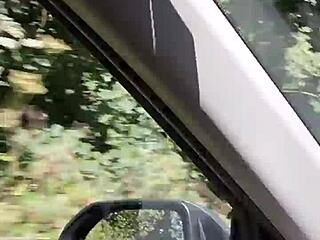 selfie with tits exposed in the car housewife naughty