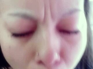 Latina Gives Deep Throat Blowjob