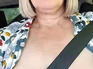 selfie with tits exposed in the car housewife naughty