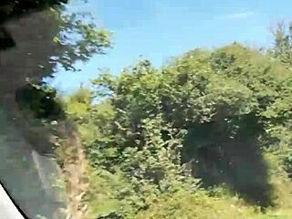 selfie with tits exposed in the car housewife naughty