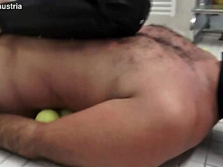 Alice Tramples Slave Maskjoe On Tennis Balls