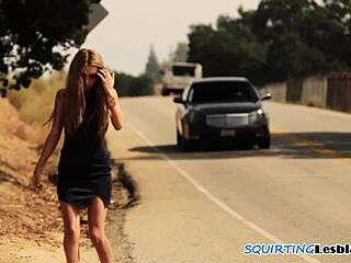 Dominant lesbian fingers tight babe to squirting.