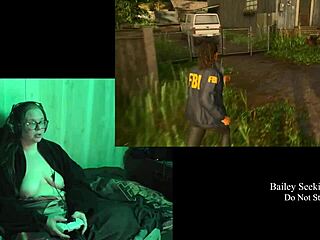 In this naked playthrough of Alan Wake 2, the character explores with big tits and tattoos