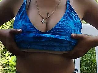 latina gives blowjob in the woods