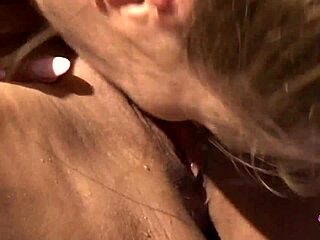 Two blondes splash in the pool then fuck outdoors