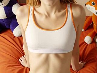 Blindfolded models in lingerie tease with feet