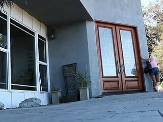 Blondie Girl Licks Mom's Big Tits And Shaved Pussy