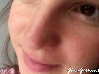 Blonde teen feels pleasure masturbating at home