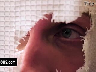 Yo, stepma in shower with glory hole curtain is pure taboo banging temptation!