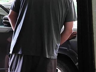 fucking outside in doggystyle, then moving to kitchen for tight pussy action