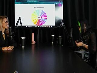 safada g�tica shows off her boquete, gets tits sucked, and talks about dating fans in sheer red lingerie