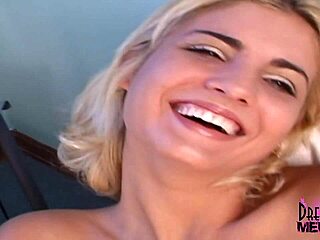 Blonde Marcelis with Blue Eyes Stuns in Nude Sofa Interview