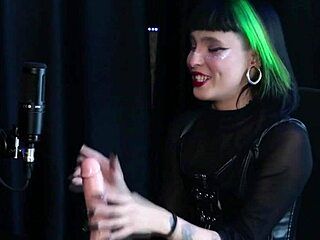 safada g�tica shows off her boquete, gets tits sucked, and talks about dating fans in sheer red lingerie