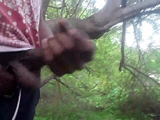 I shoot my cum outdoors in the trees